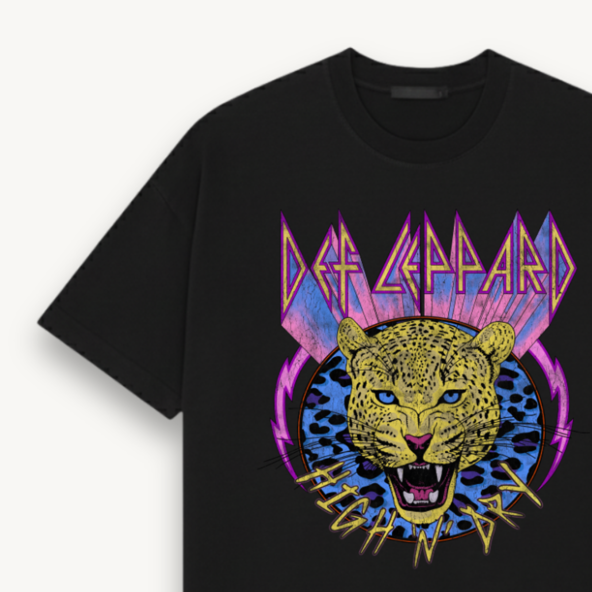 Def Leppard Leopard Black Relaxed Tee