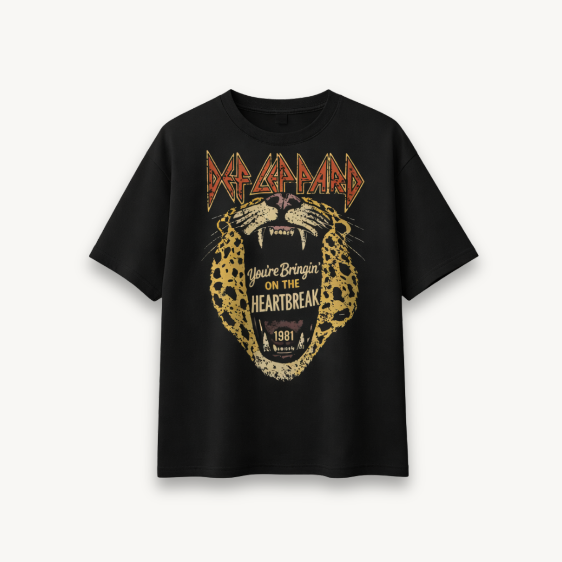 Def Leppard Bringin On The Heartbreak India '26 Black Relaxed Tee
