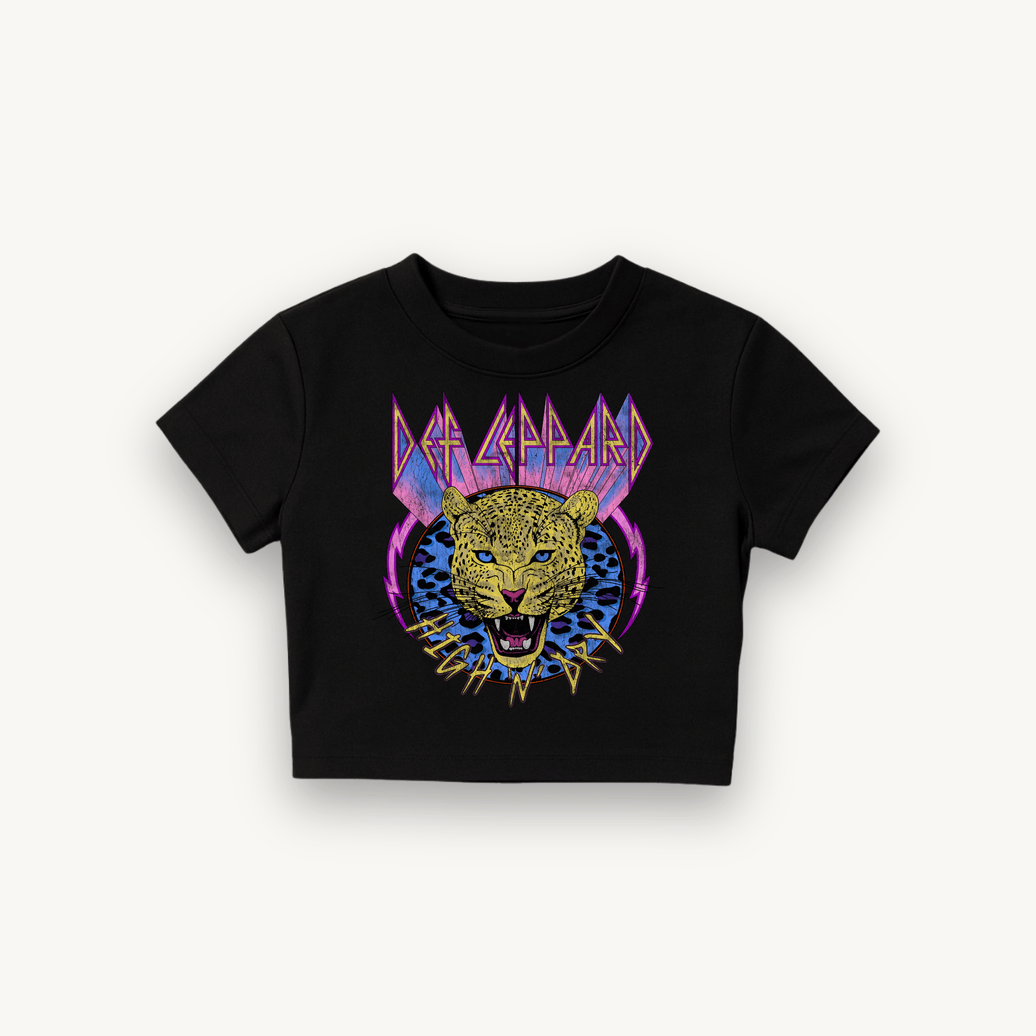Def Leppard Leopard Black Crop Top