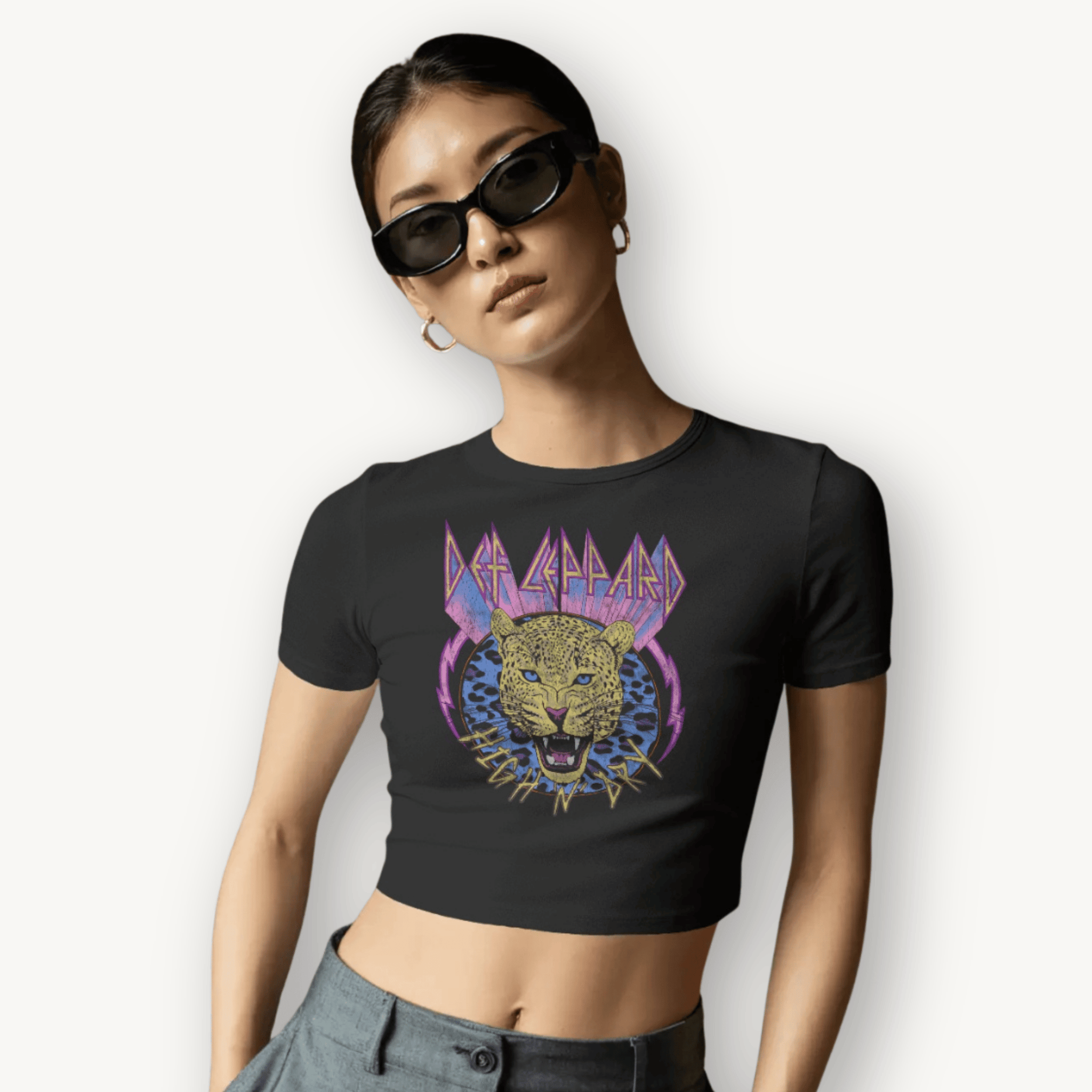 Def Leppard Leopard Black Crop Top