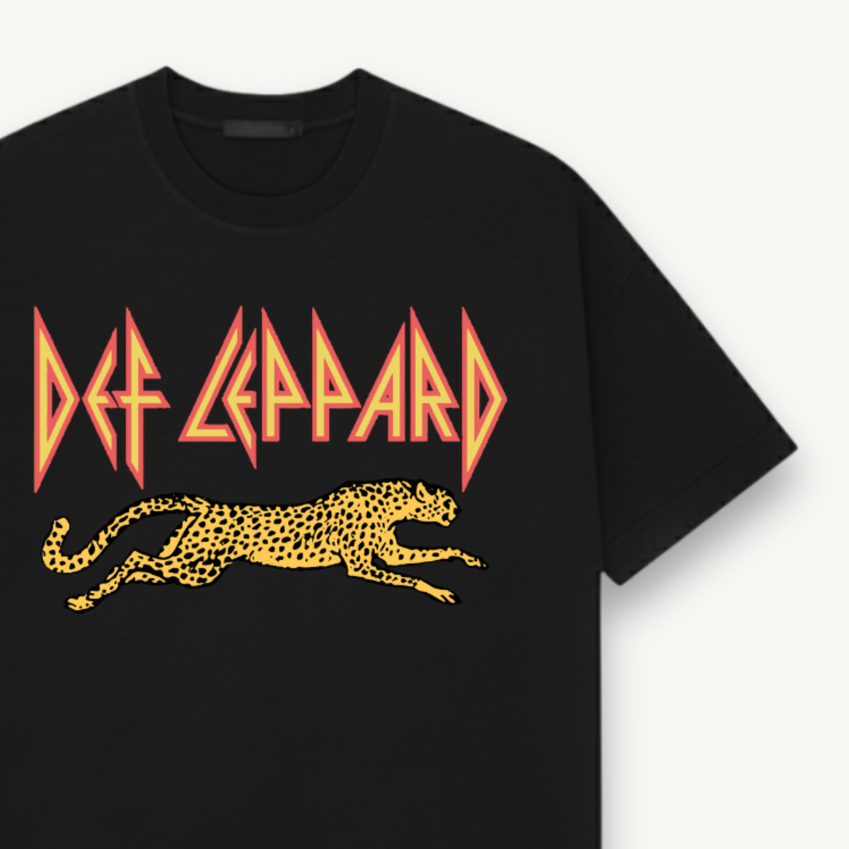 Def Leppard Leaping Leopard Black Relaxed Tee