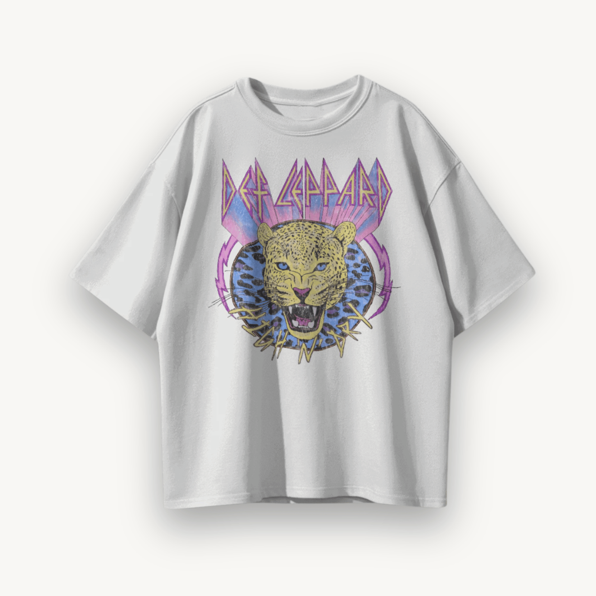 Def Leppard Leopard White Oversized Tee