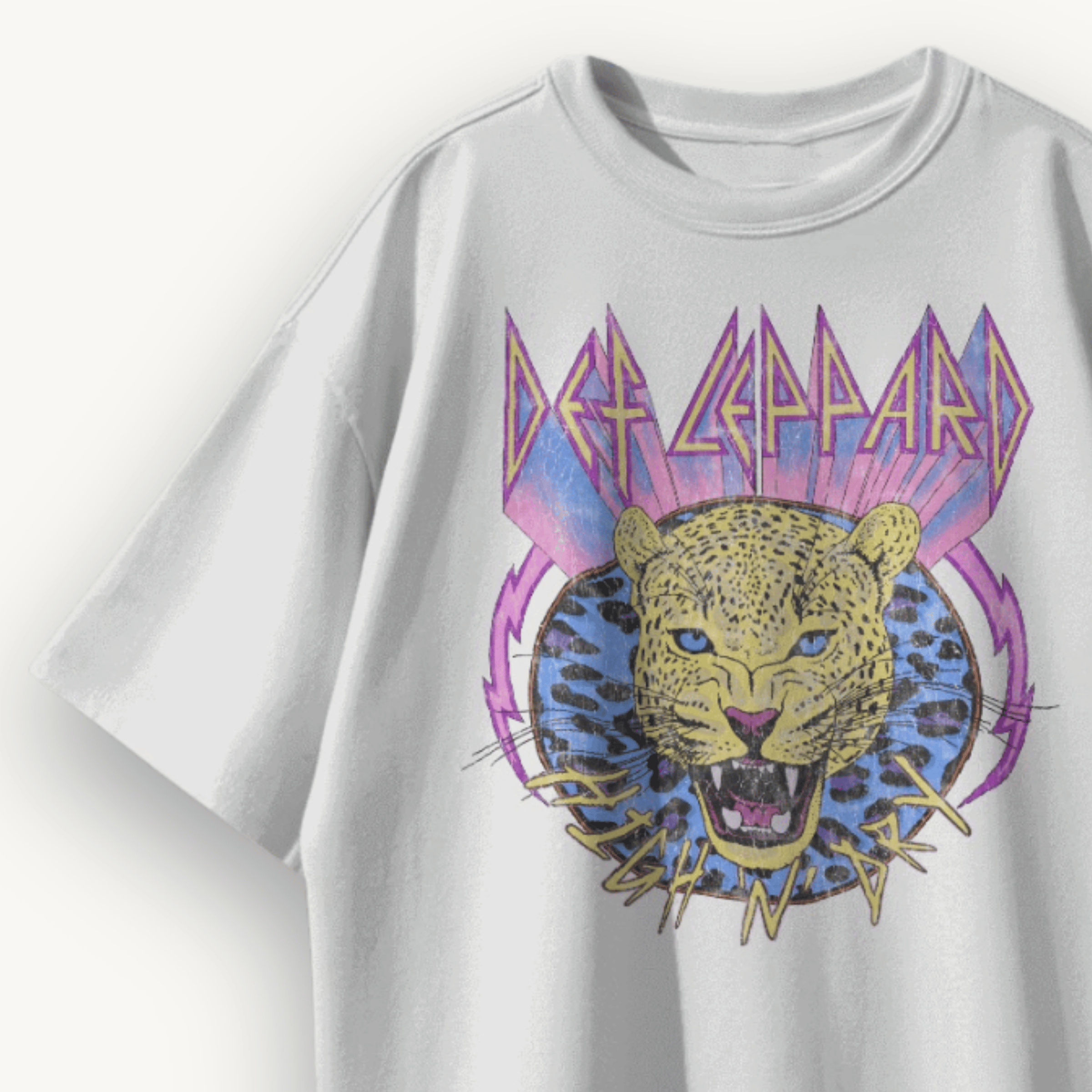 Def Leppard Leopard White Oversized Tee