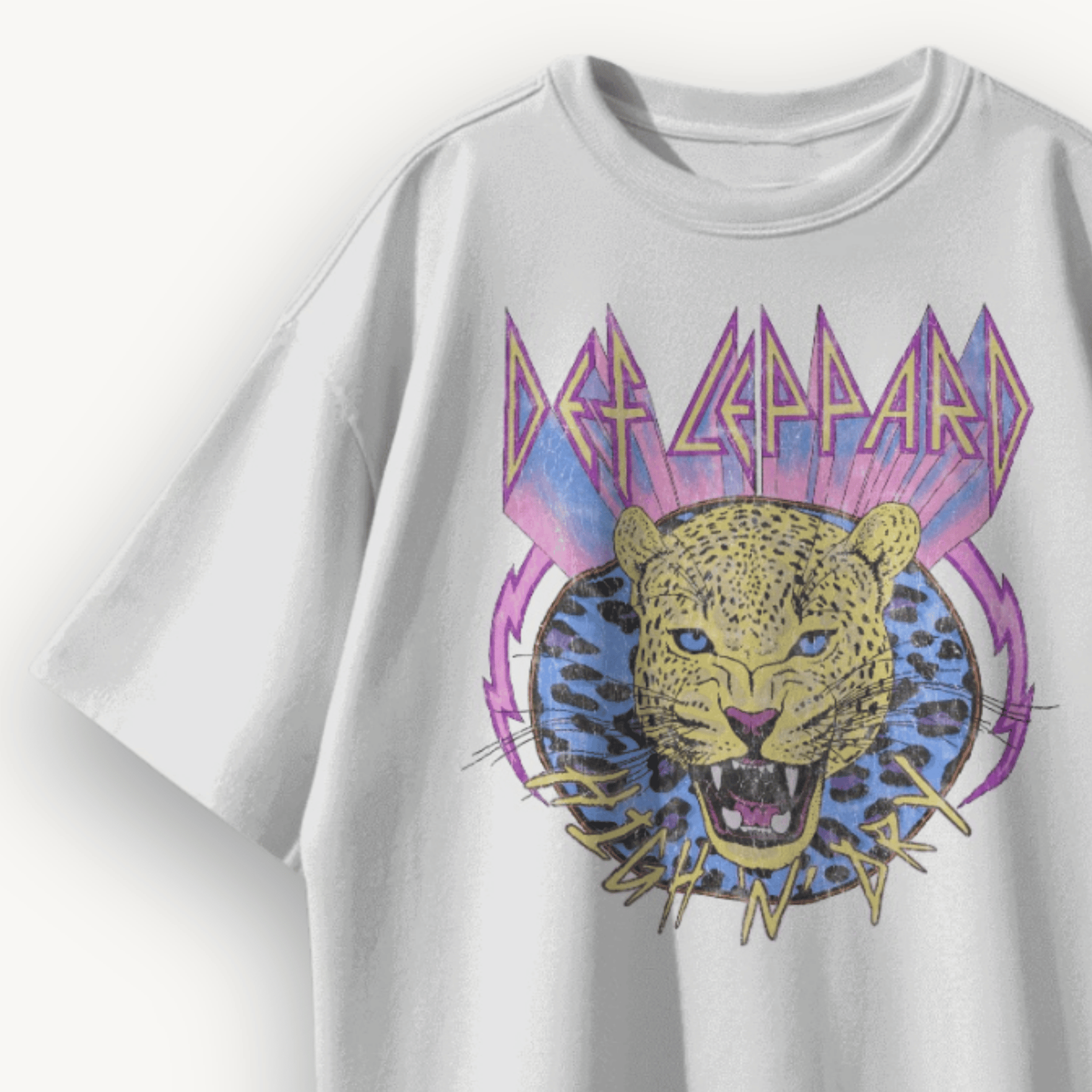 Def Leppard Leopard White Oversized Tee