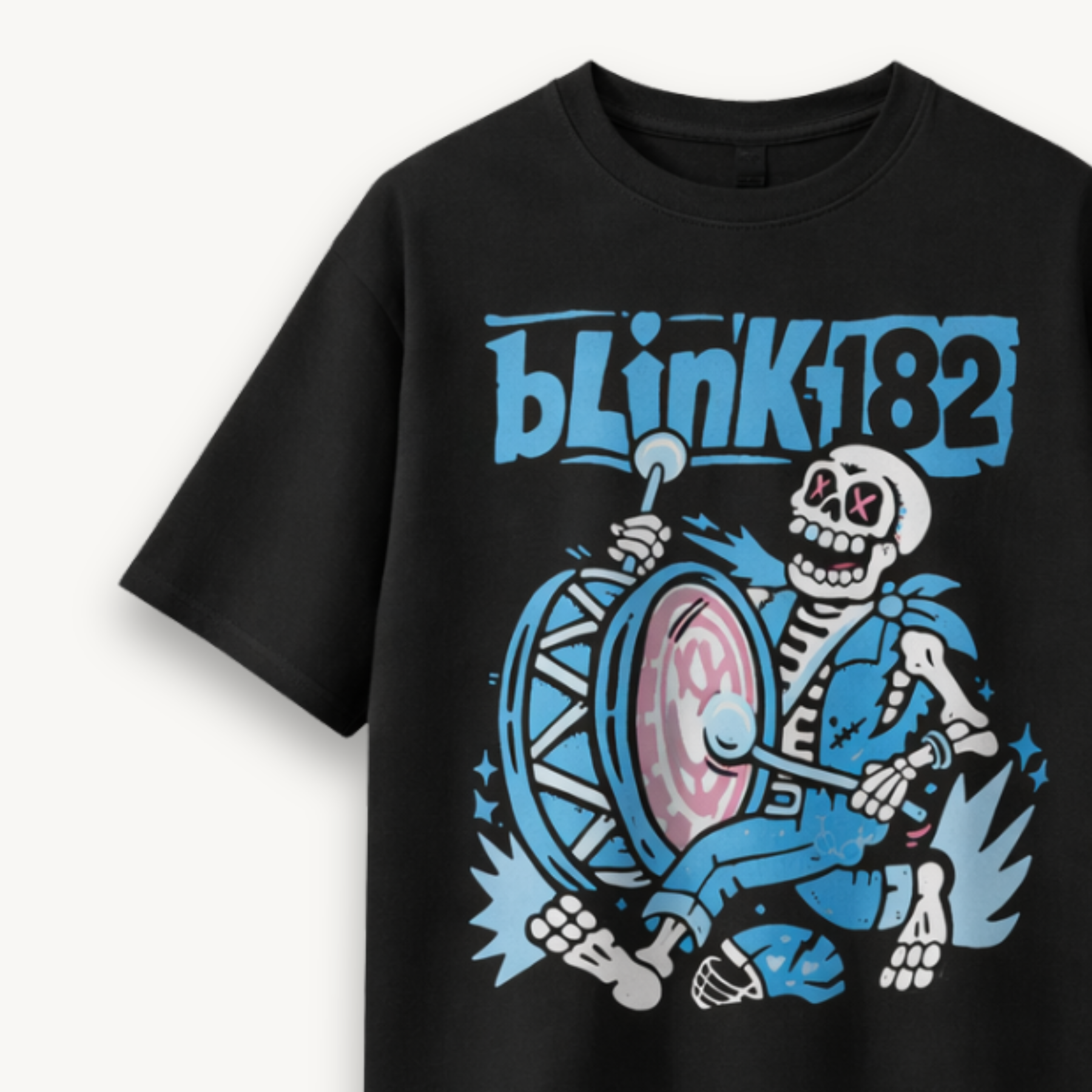 Blink-182 Blue Skeleton Edition Black Relaxed Tee