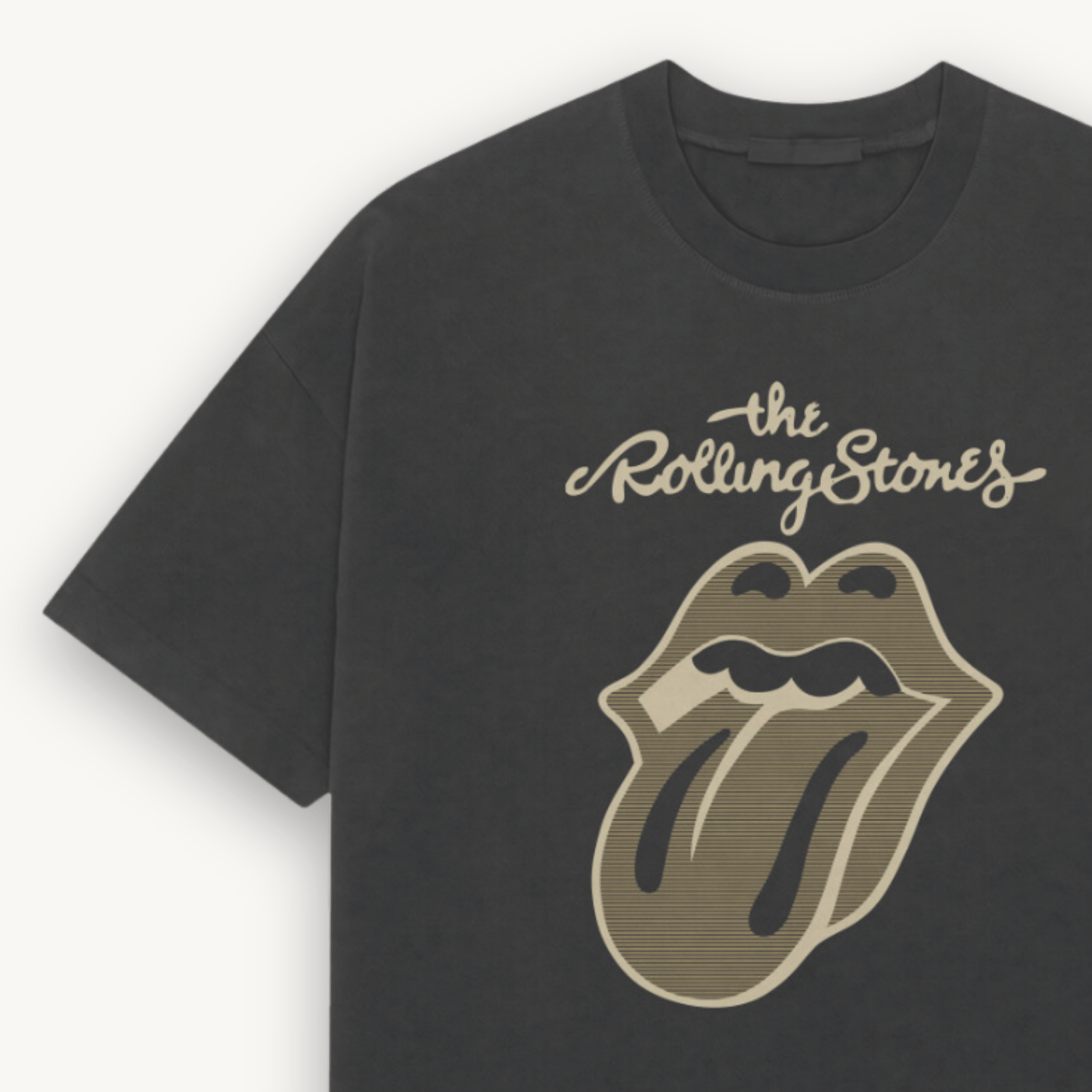 The Rolling Stones Classic Gold Logo Black Relaxed Tee