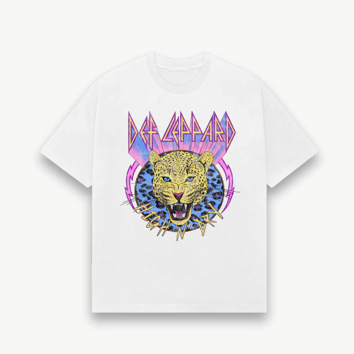 Def Leppard Leopard White Relaxed Tee
