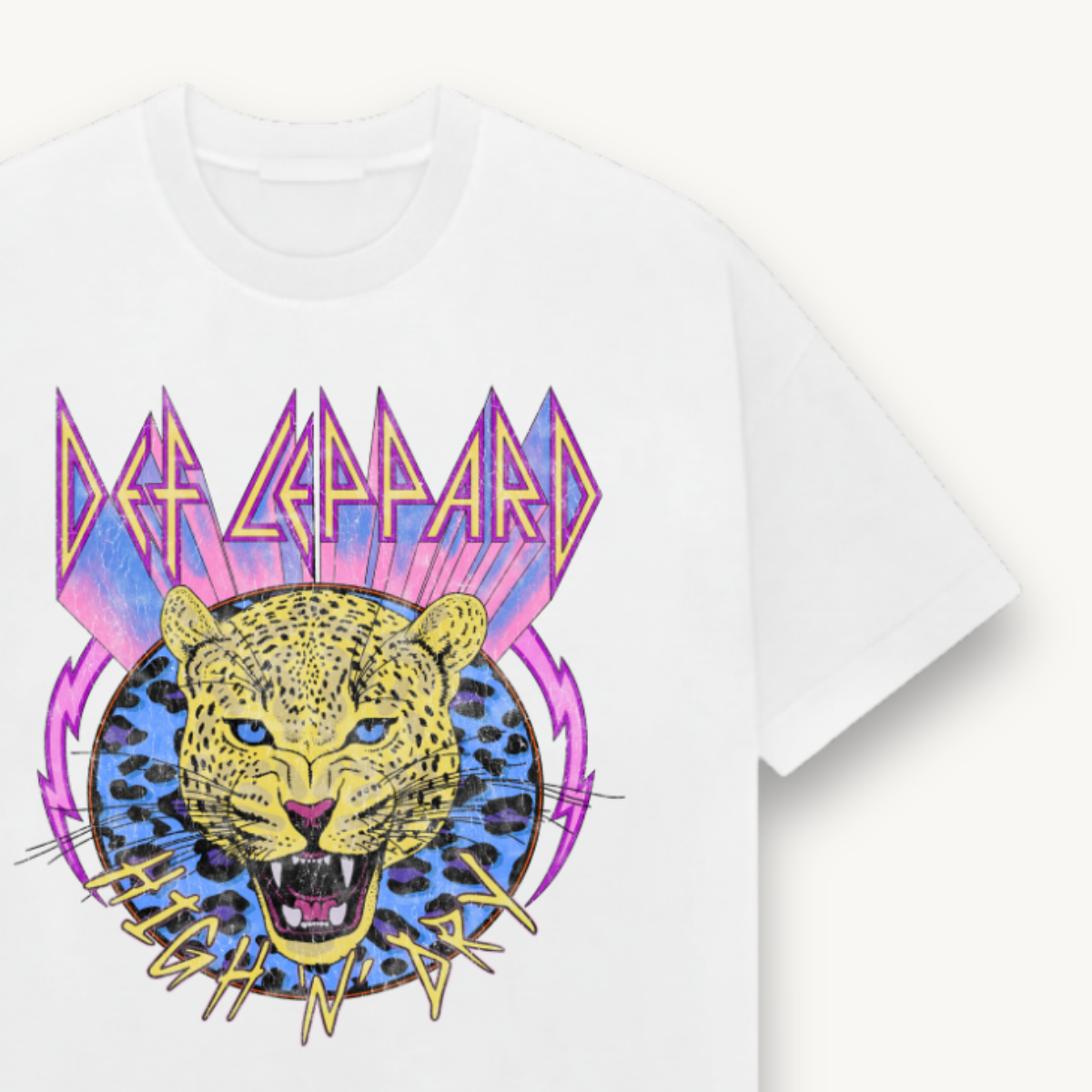 Def Leppard Leopard White Relaxed Tee