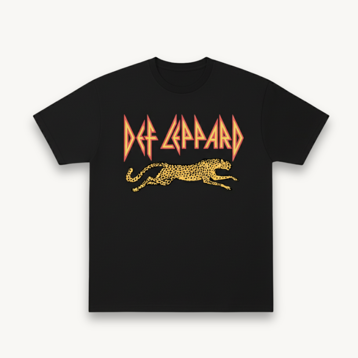 Def Leppard Leaping Leopard Black regular Tee
