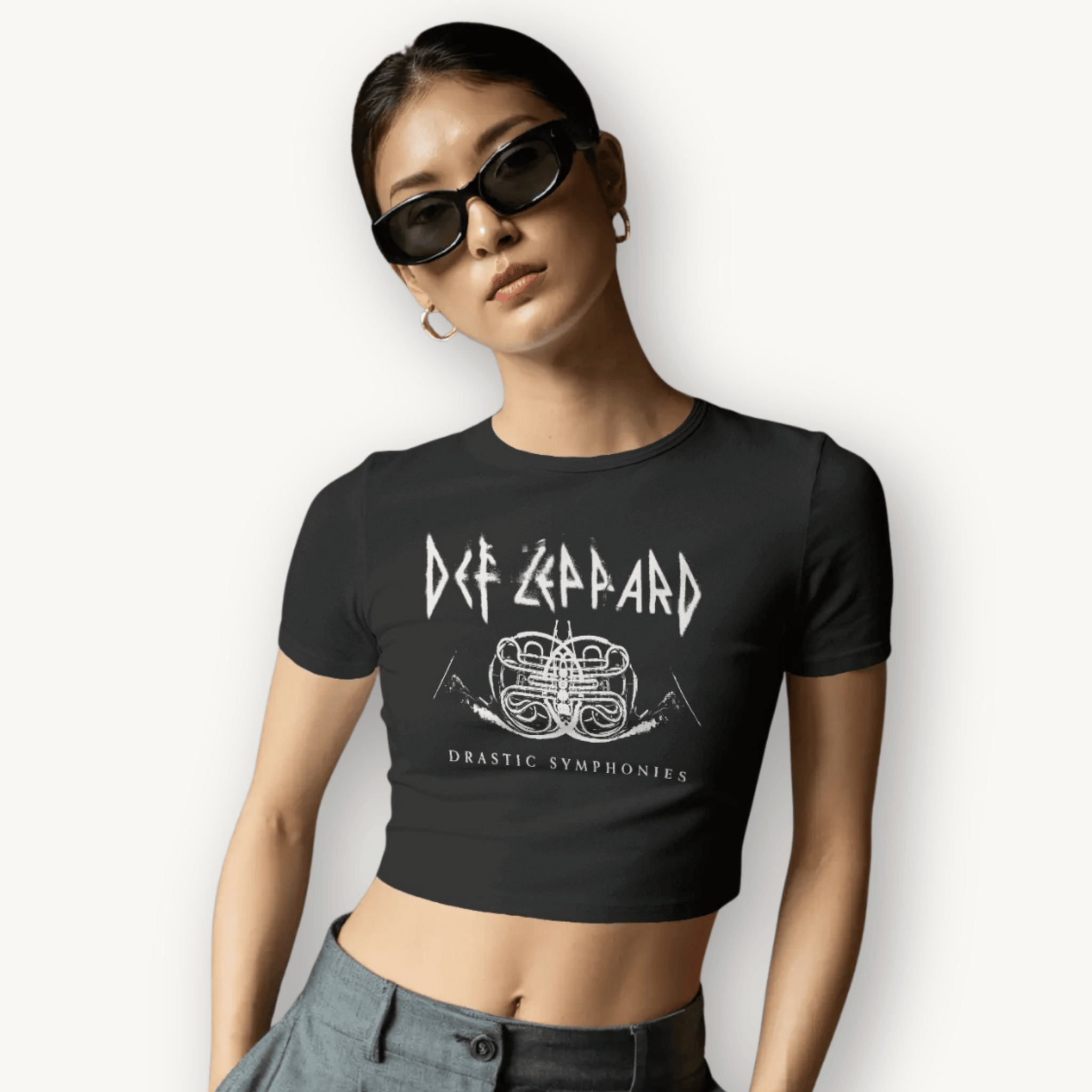 Def Leppard Symphony Logo Black Crop Top