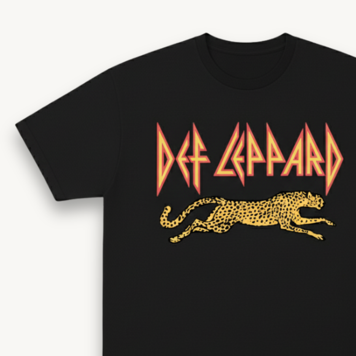 Def Leppard Leaping Leopard Black regular Tee