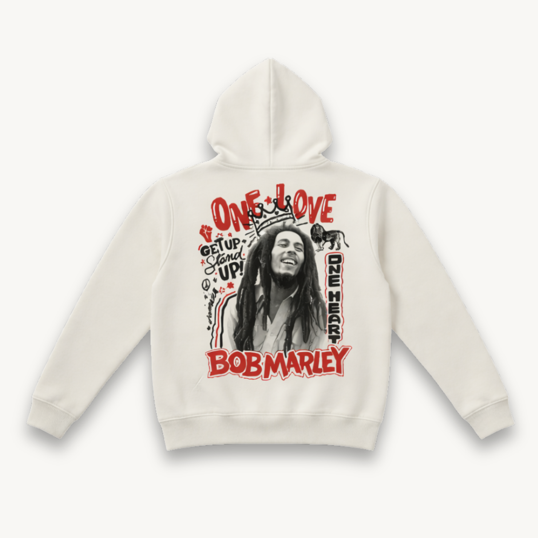 Bob Marley Hand Style White Hoodie