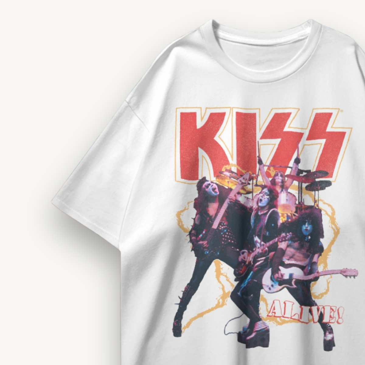 KISS Alive! Tour Graphic White Oversized Tee