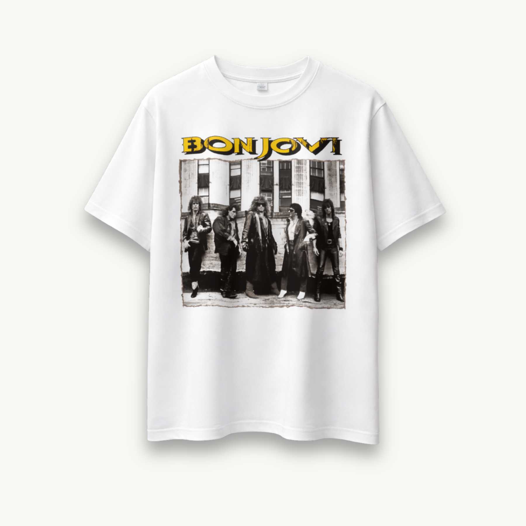 Bon Jovi Retro Band White Relaxed Tee