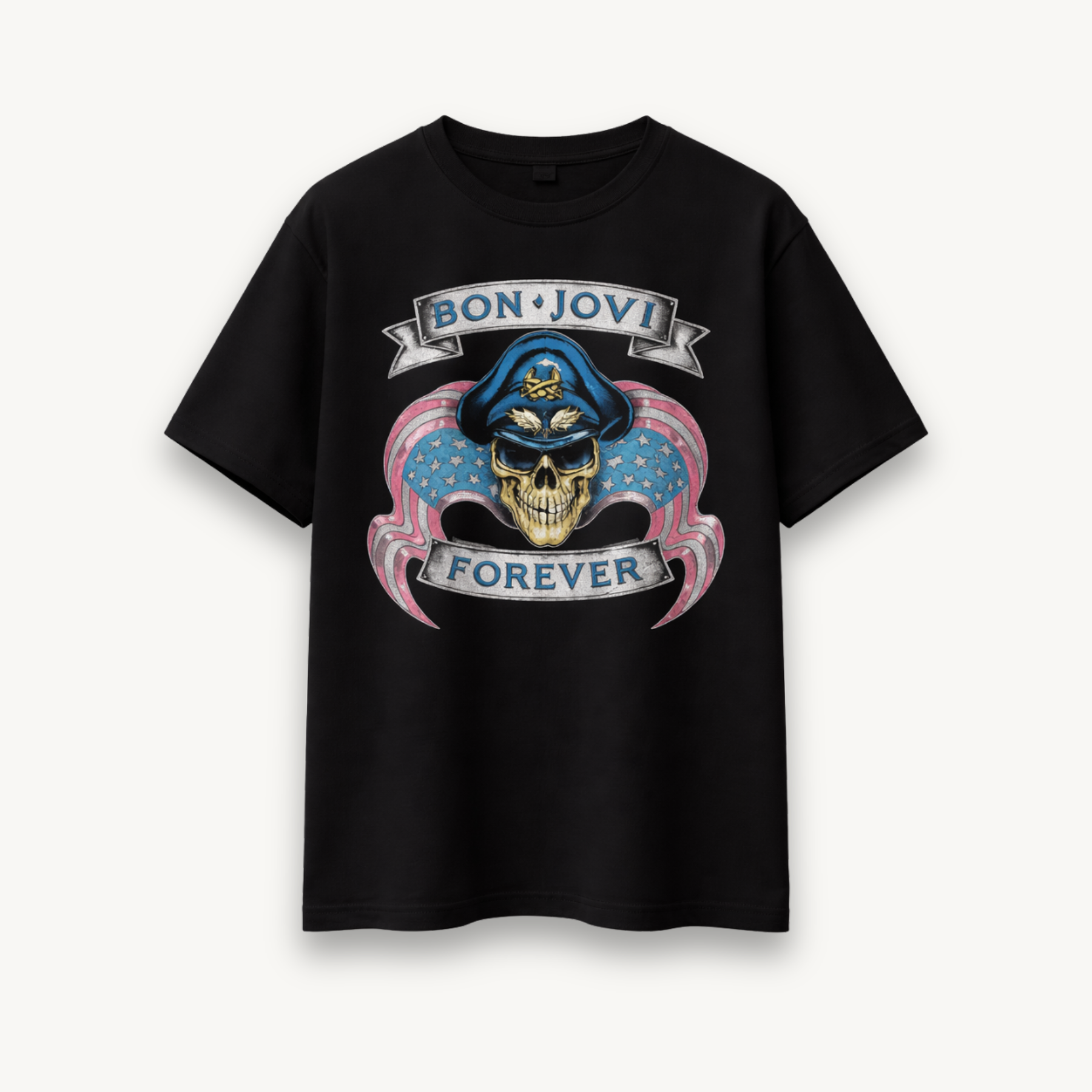 Bon Jovi Forever Skull Black Relaxed Tee