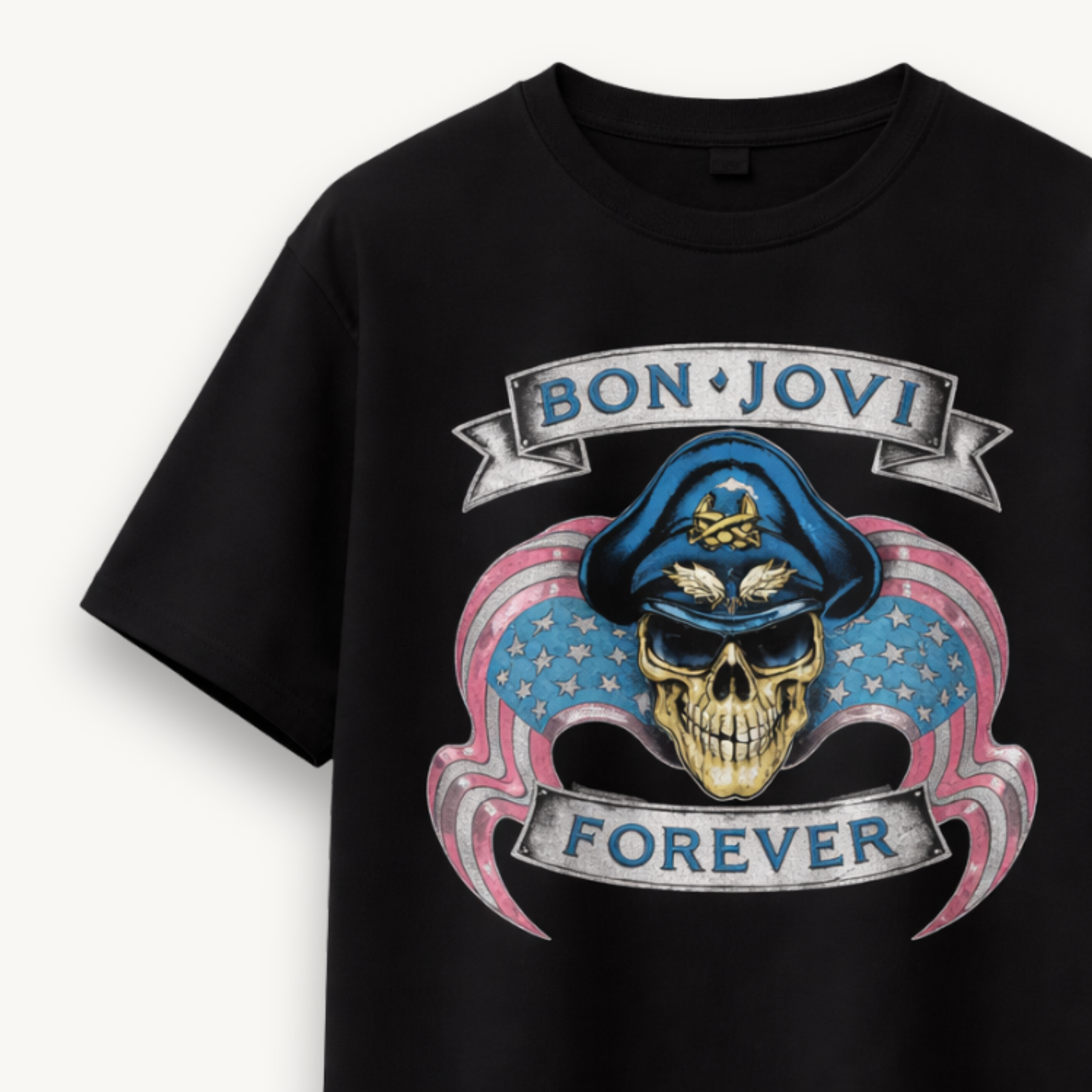 Bon Jovi Forever Skull Black Relaxed Tee