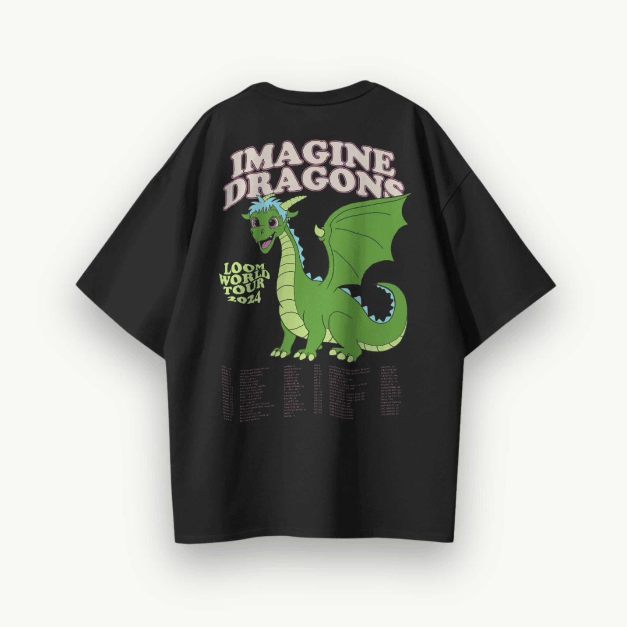 Imagine Dragons Cartoon Dragon Black Oversized Tee