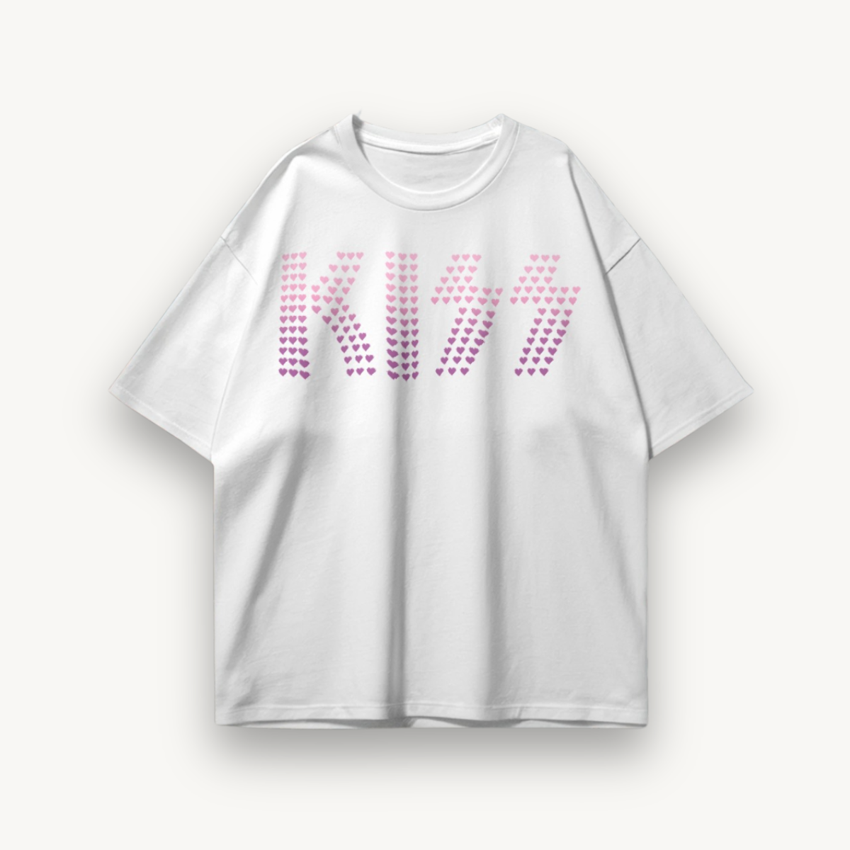 KISS Heart Logo White Oversized Tee