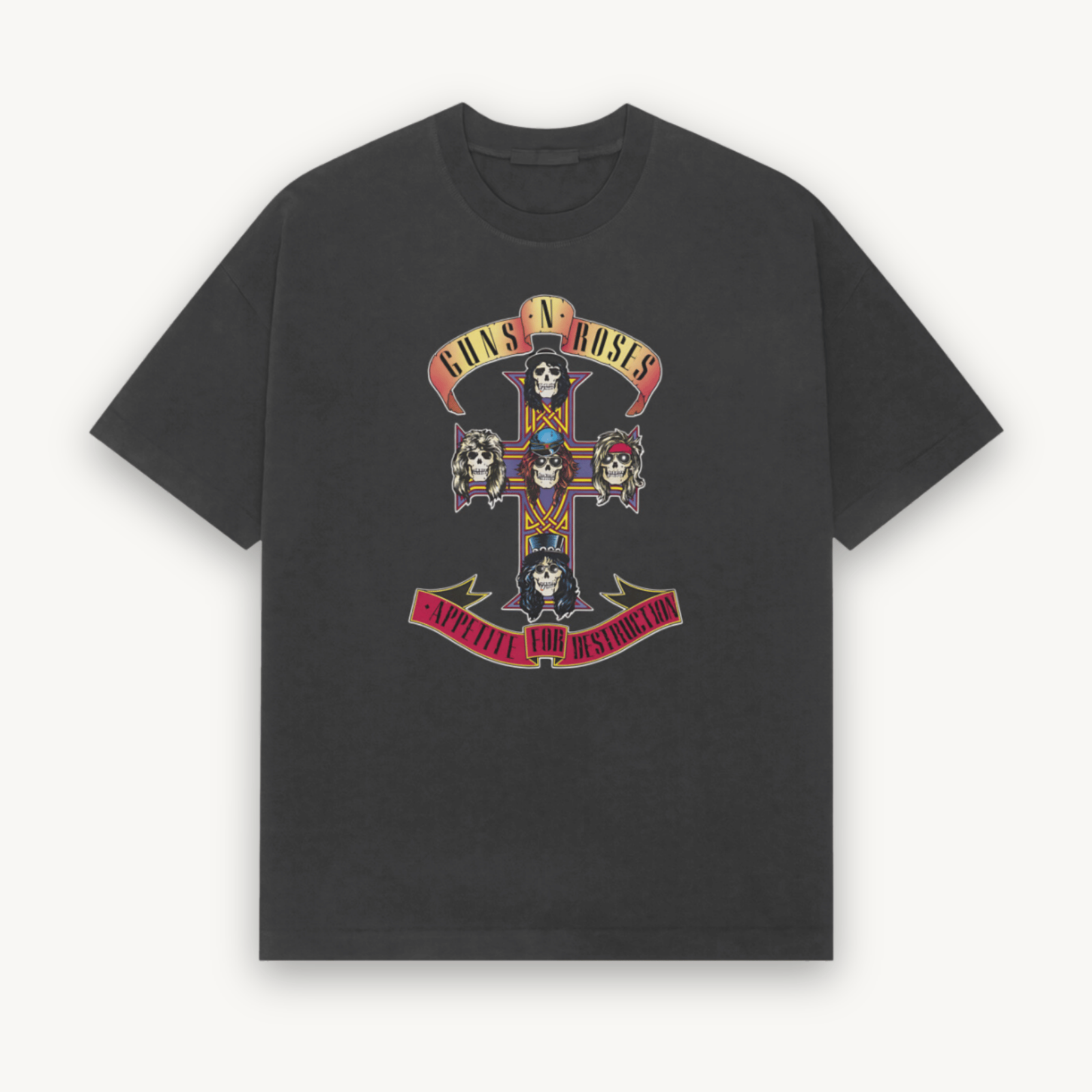 Guns N' Roses Mumbai '25 Cross Black Relaxed Tee
