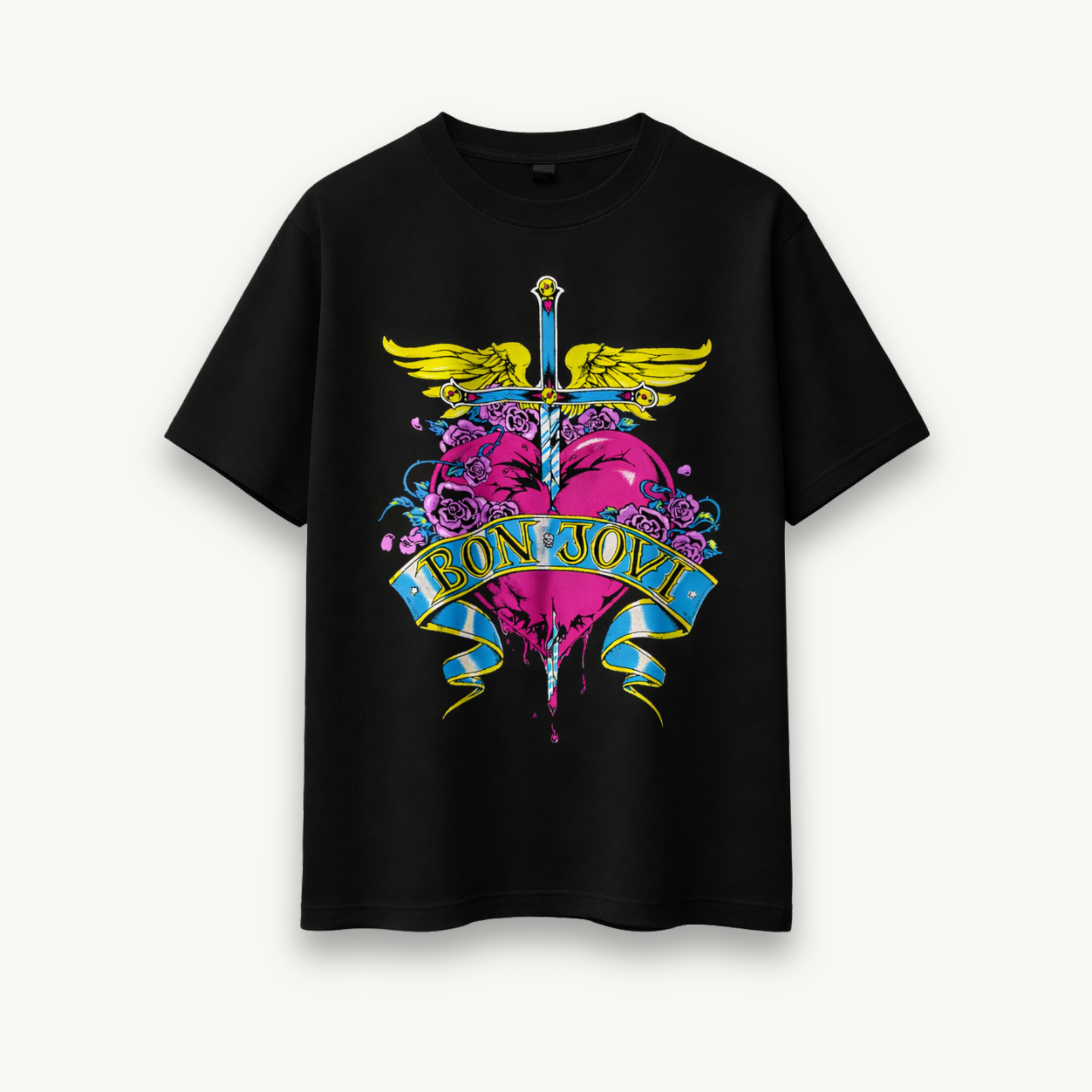 Bon Jovi Heart & Dagger Black Relaxed Tee