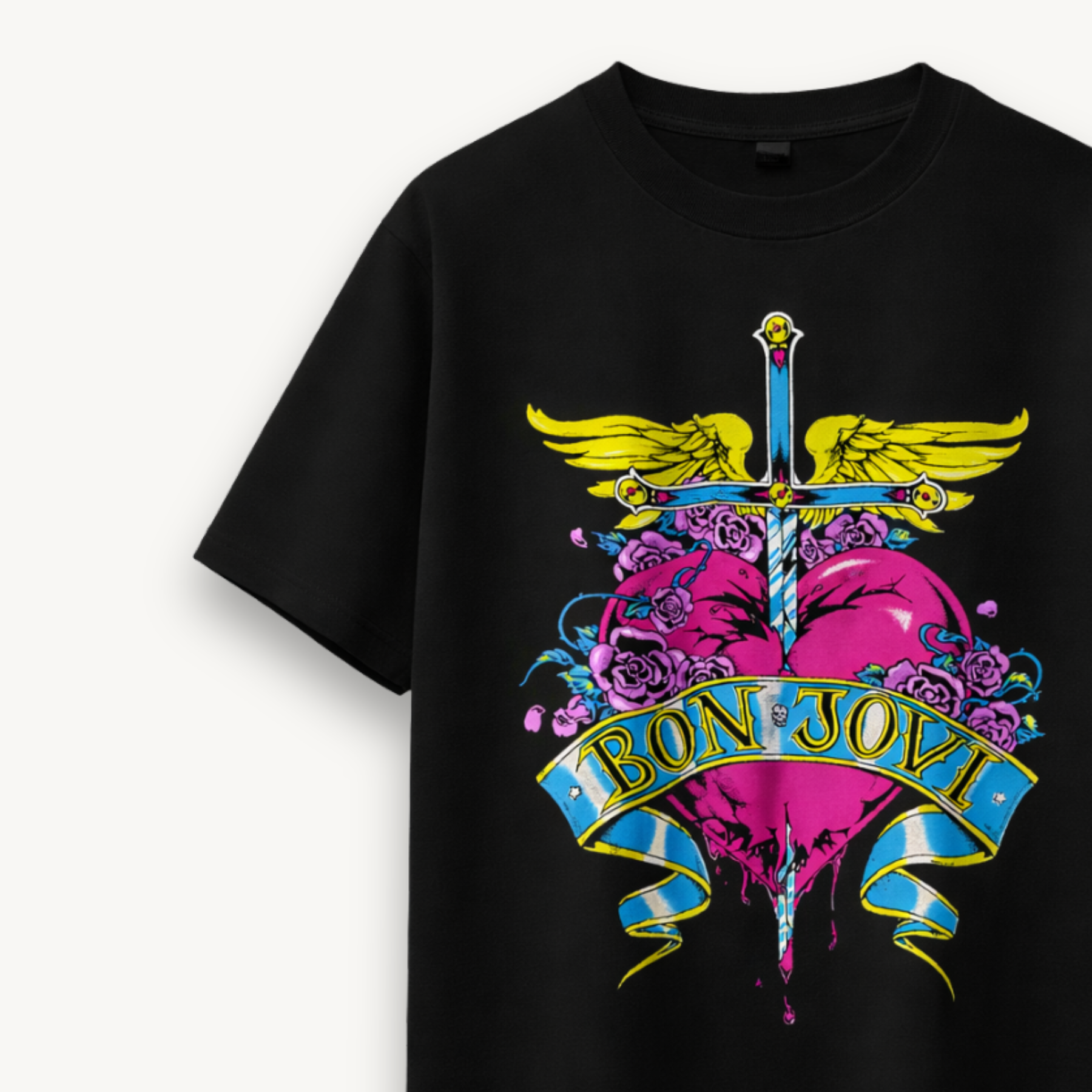 Bon Jovi Heart & Dagger Black Relaxed Tee