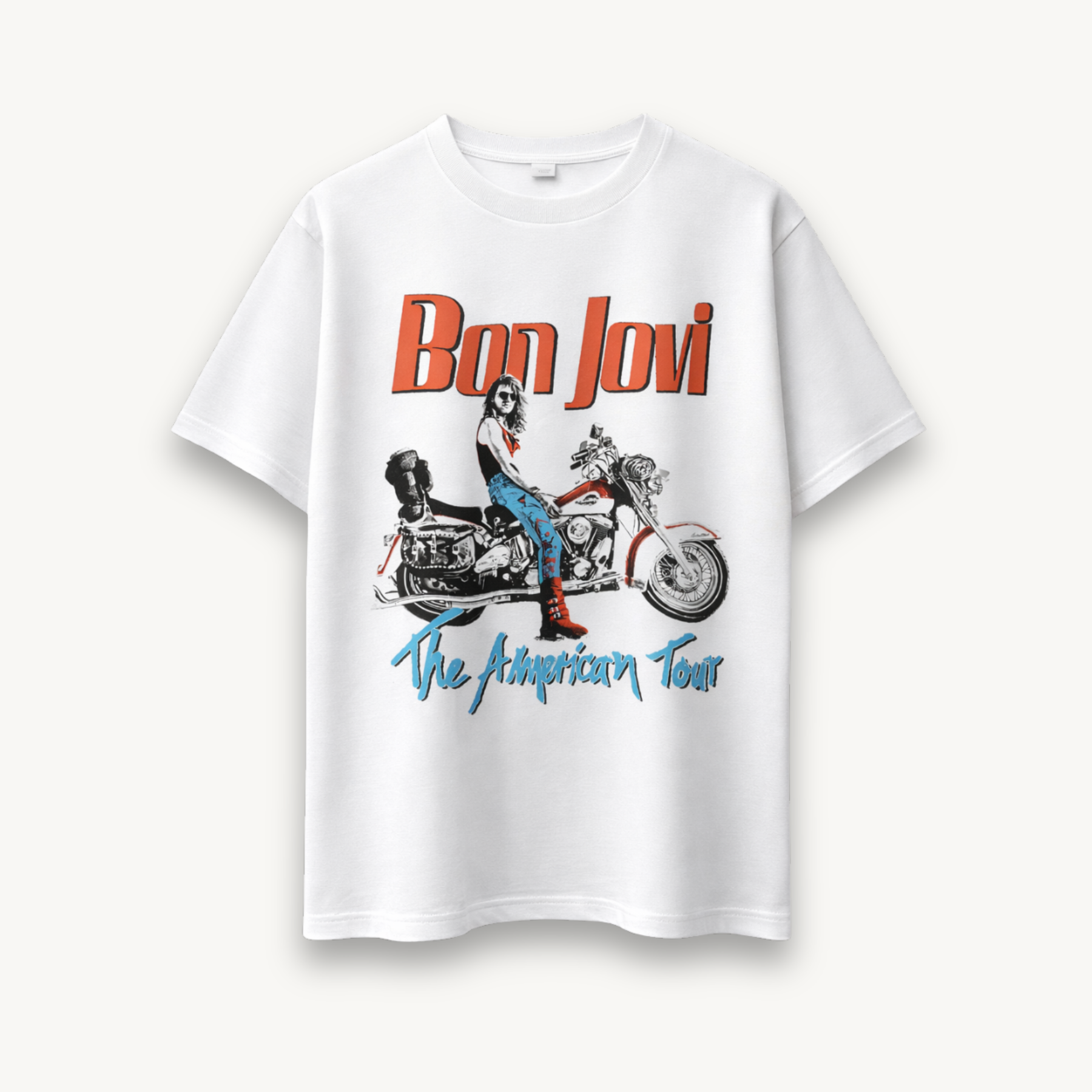 Bon Jovi American Tour Motorcycle White Relaxed Tee