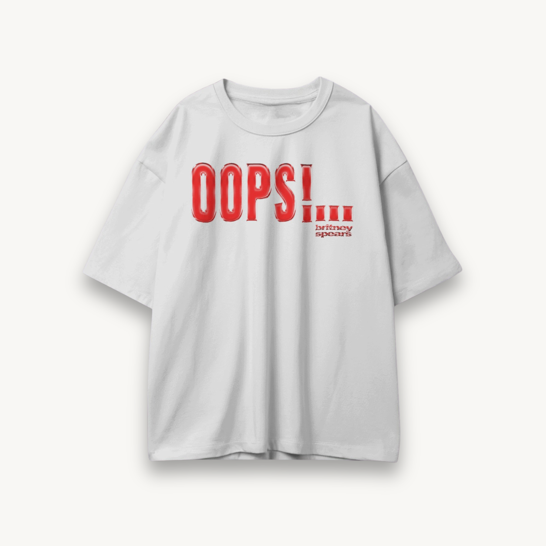 Britney Spears Oops!... Logo White Oversized Tee
