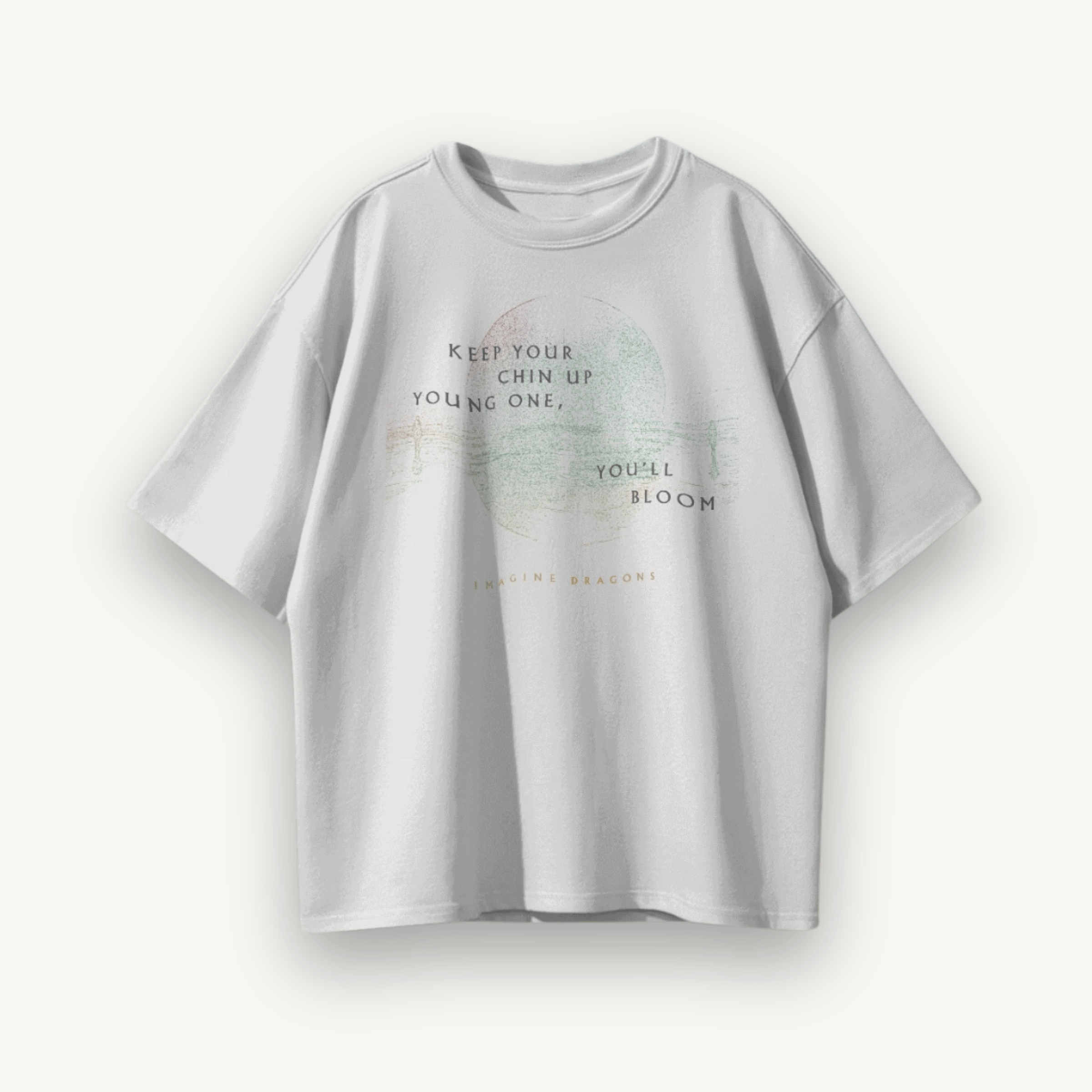 Imagine Dragons Distress Fade White Oversized Tee