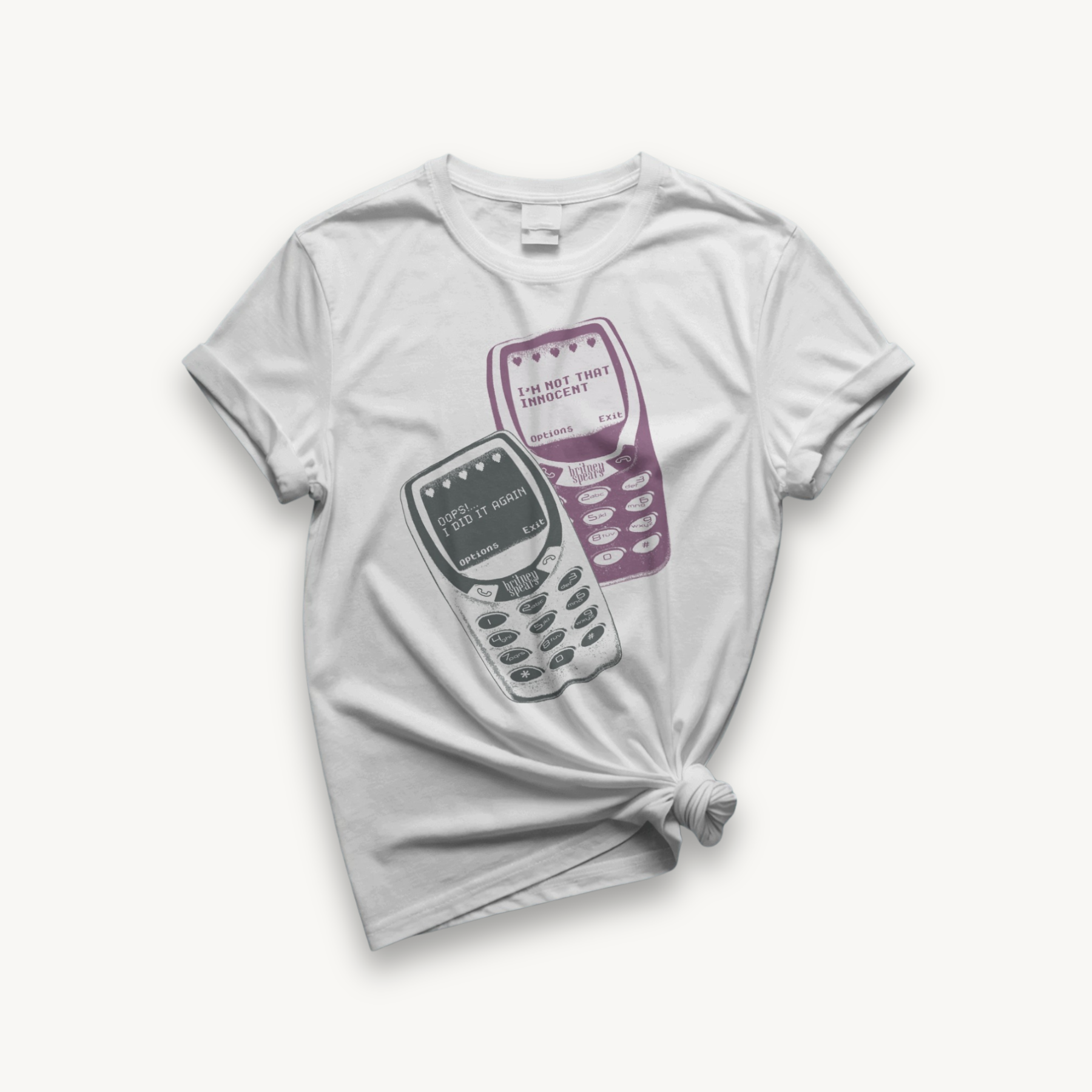 Britney Spears Vintage Phone Graphic White Oversized Tee