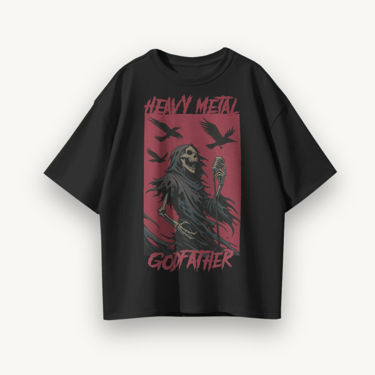 TNC Heavy Metal Godfather Black Oversized Tee