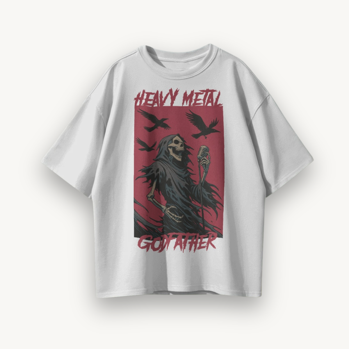 TNC Heavy Metal Godfather White Oversized Tee