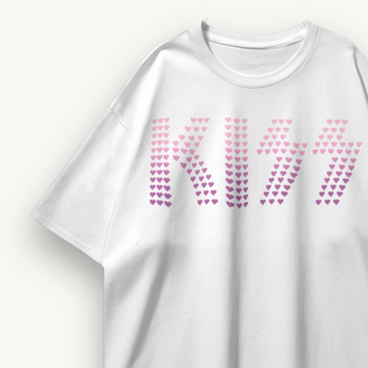 KISS Heart Logo White Oversized Tee