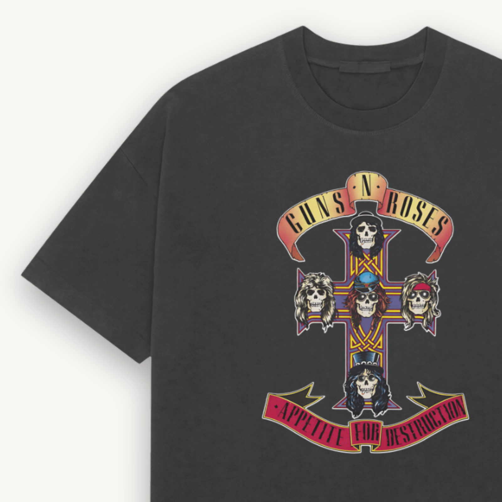Guns N' Roses Mumbai '25 Cross Black Relaxed Tee