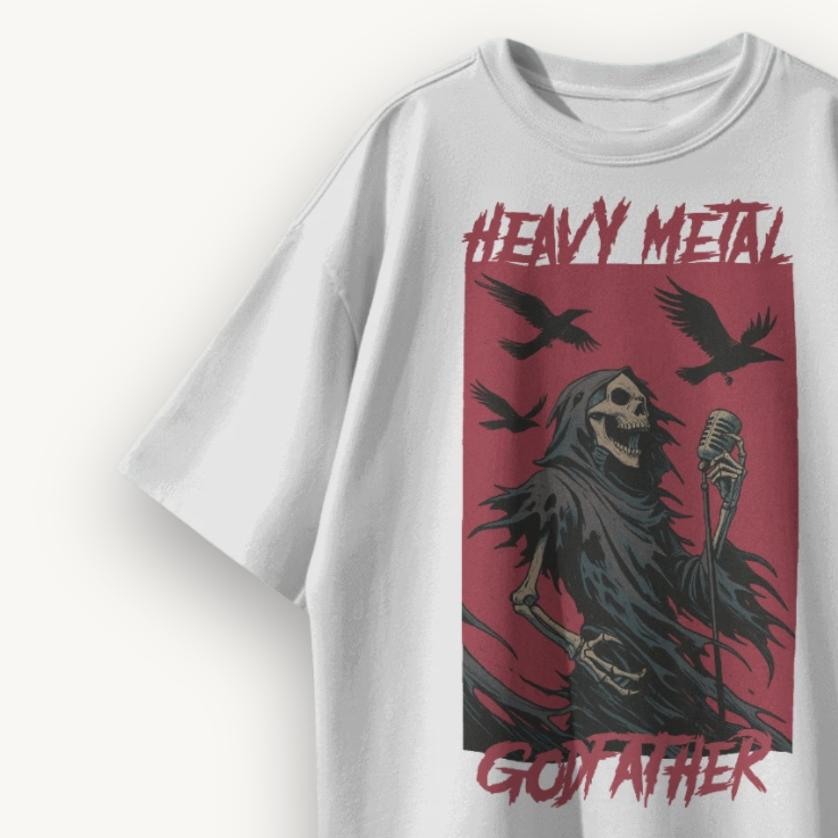 TNC Heavy Metal Godfather White Oversized Tee