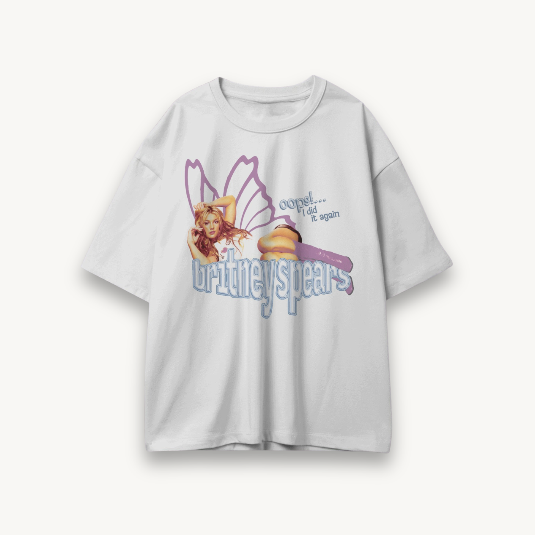 Britney Spears Butterfly White Oversized Tee