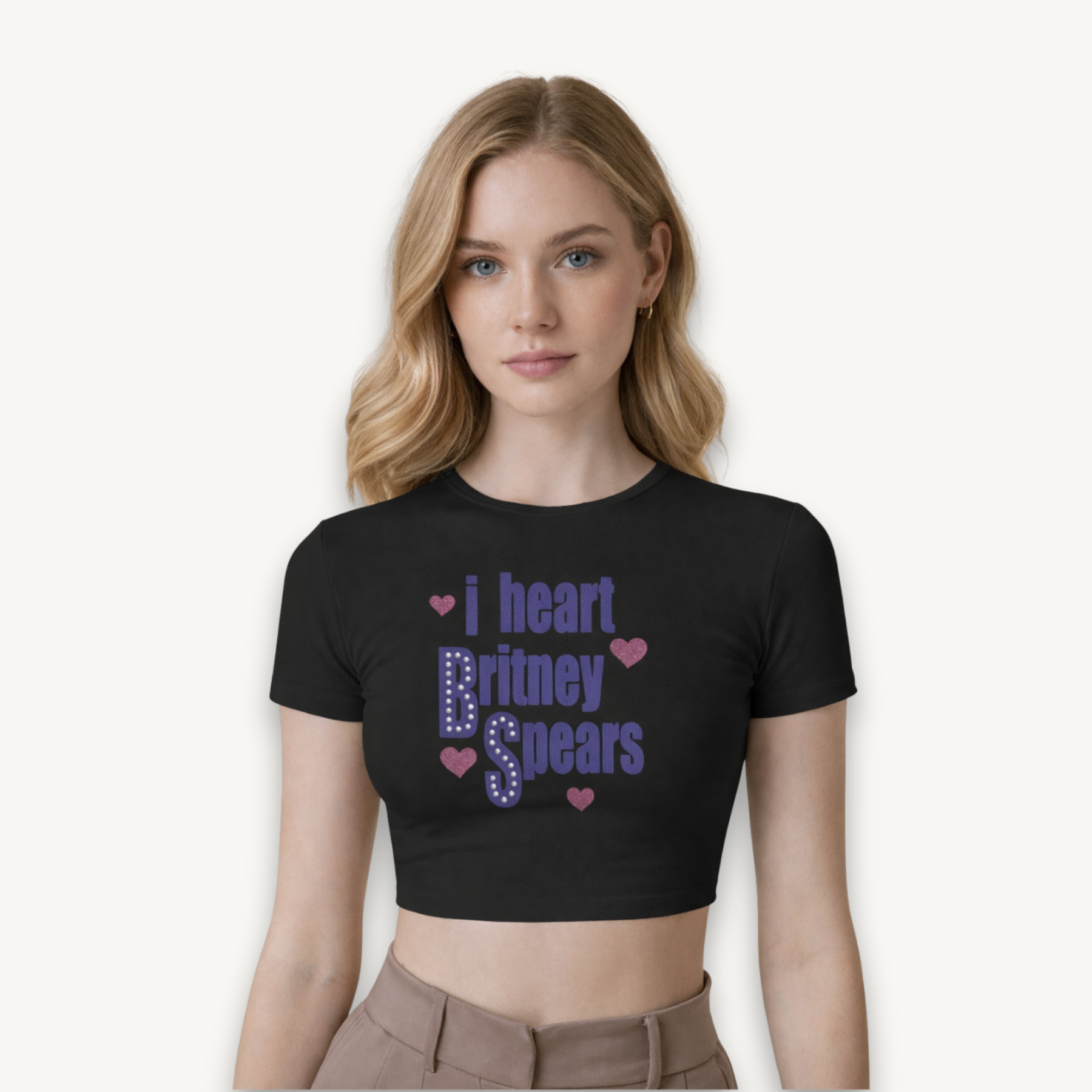 Britney Spears I Heart Britney Black Crop Top