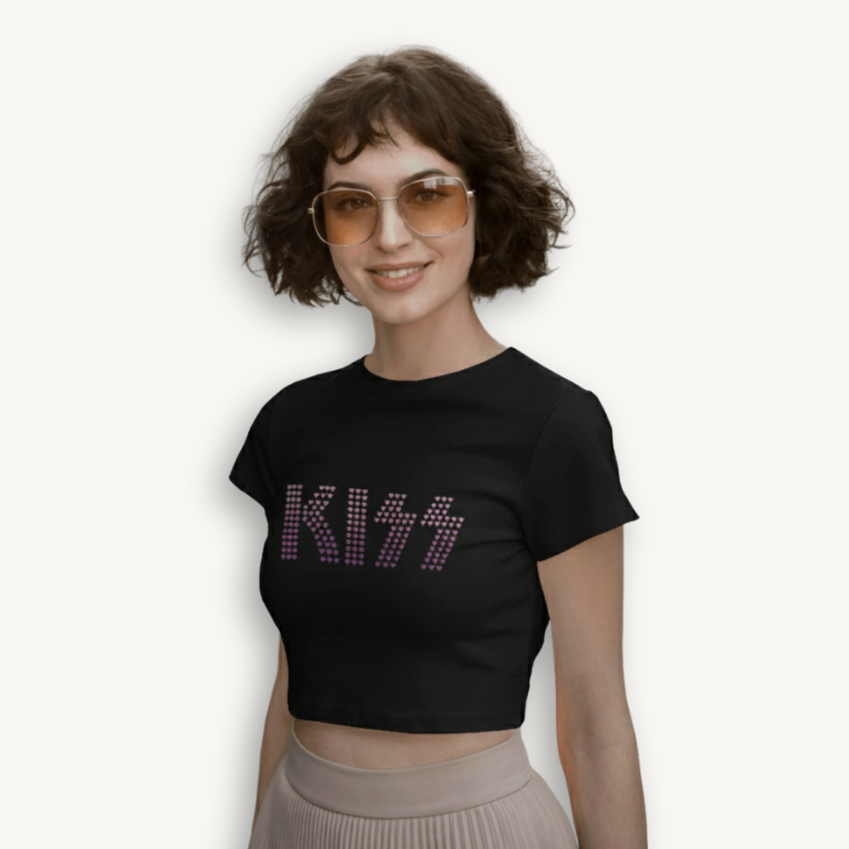 KISS Heart Logo Black Crop Top