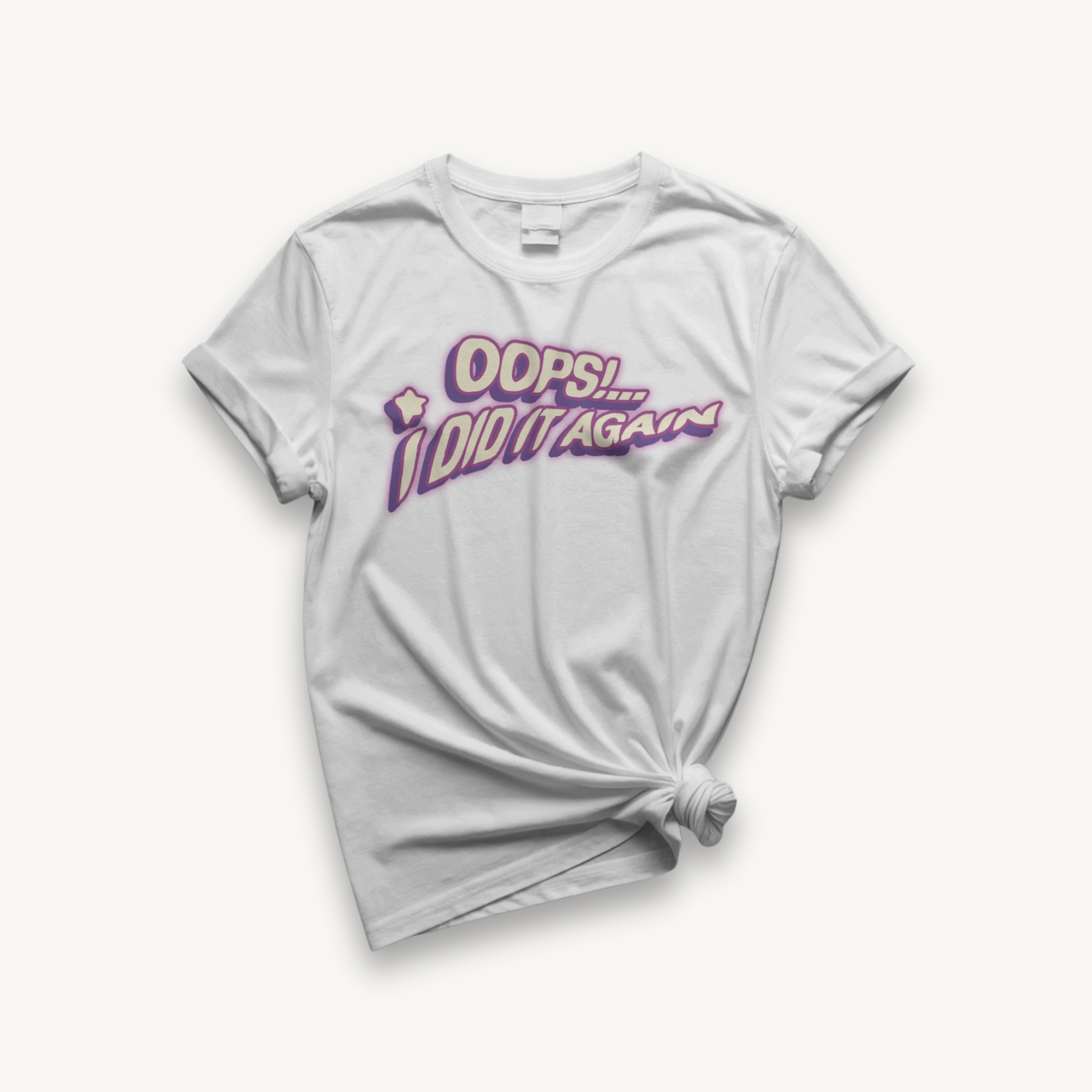 Britney Spears Typography White Oversized Tee