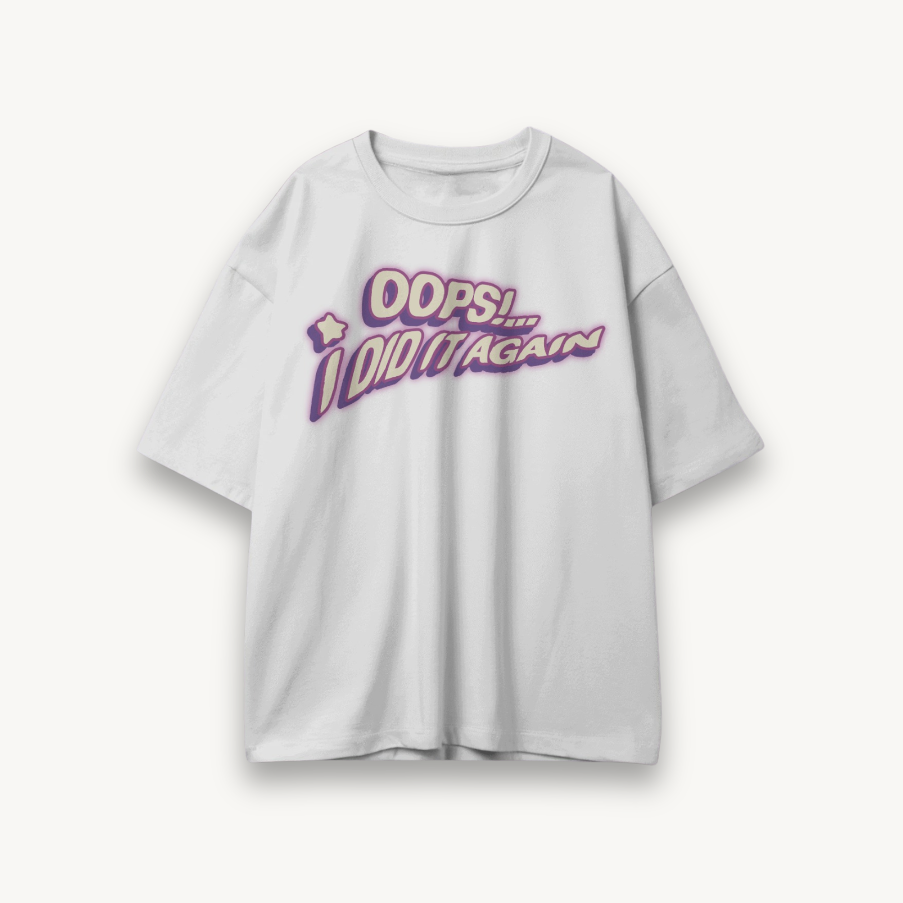 Britney Spears Typography White Oversized Tee