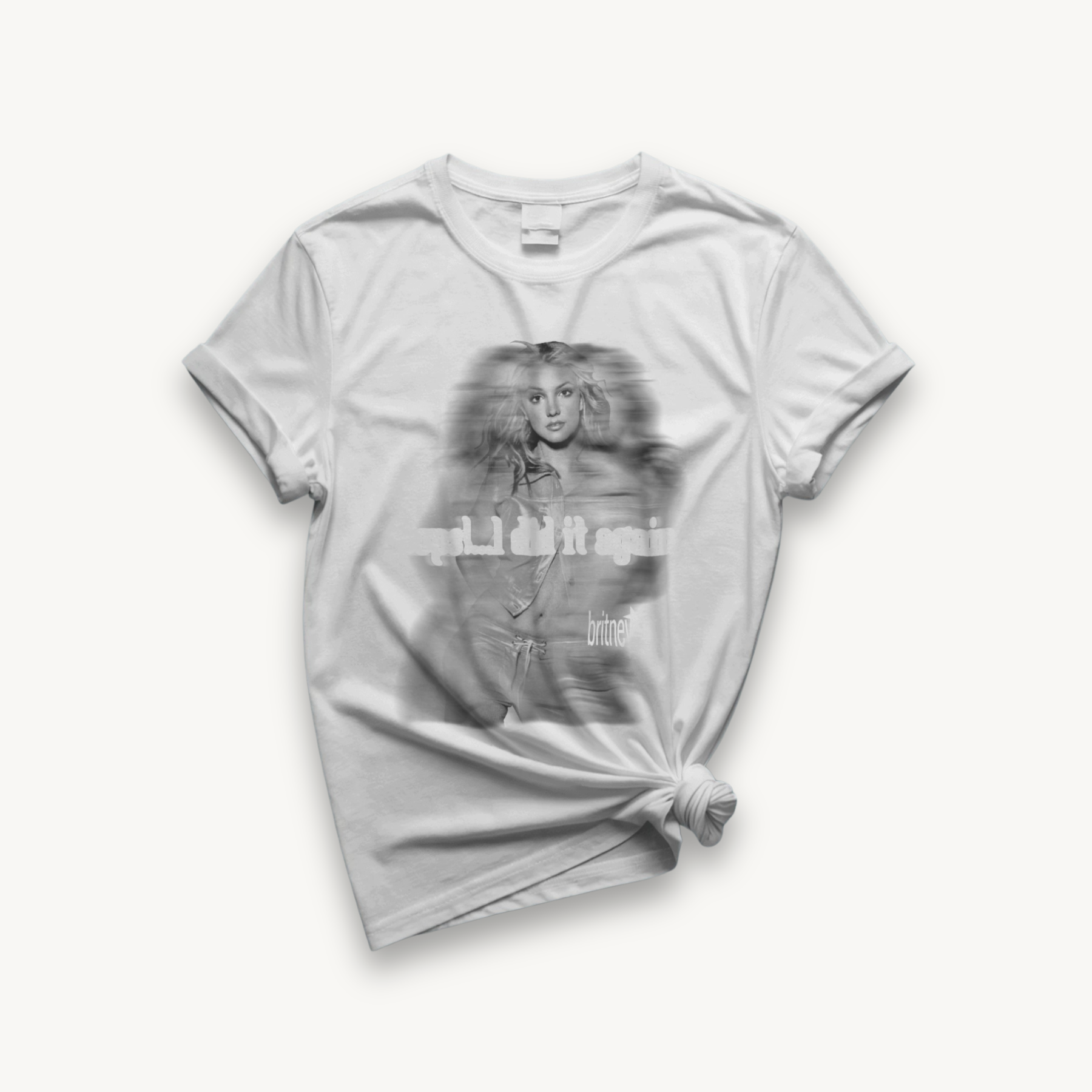 Britney Spears Monochrome White Oversized Tee