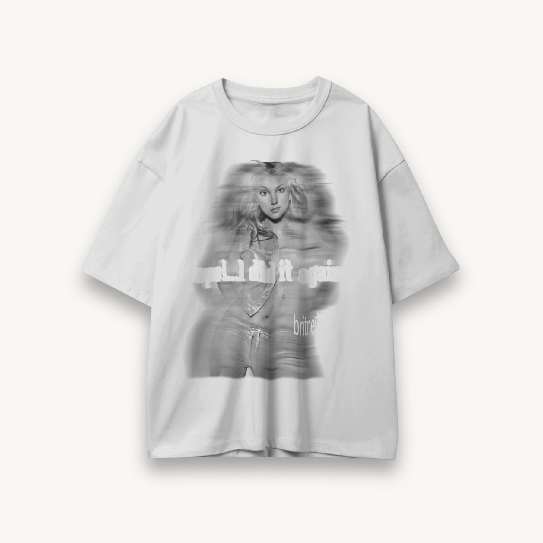 Britney Spears Monochrome White Oversized Tee