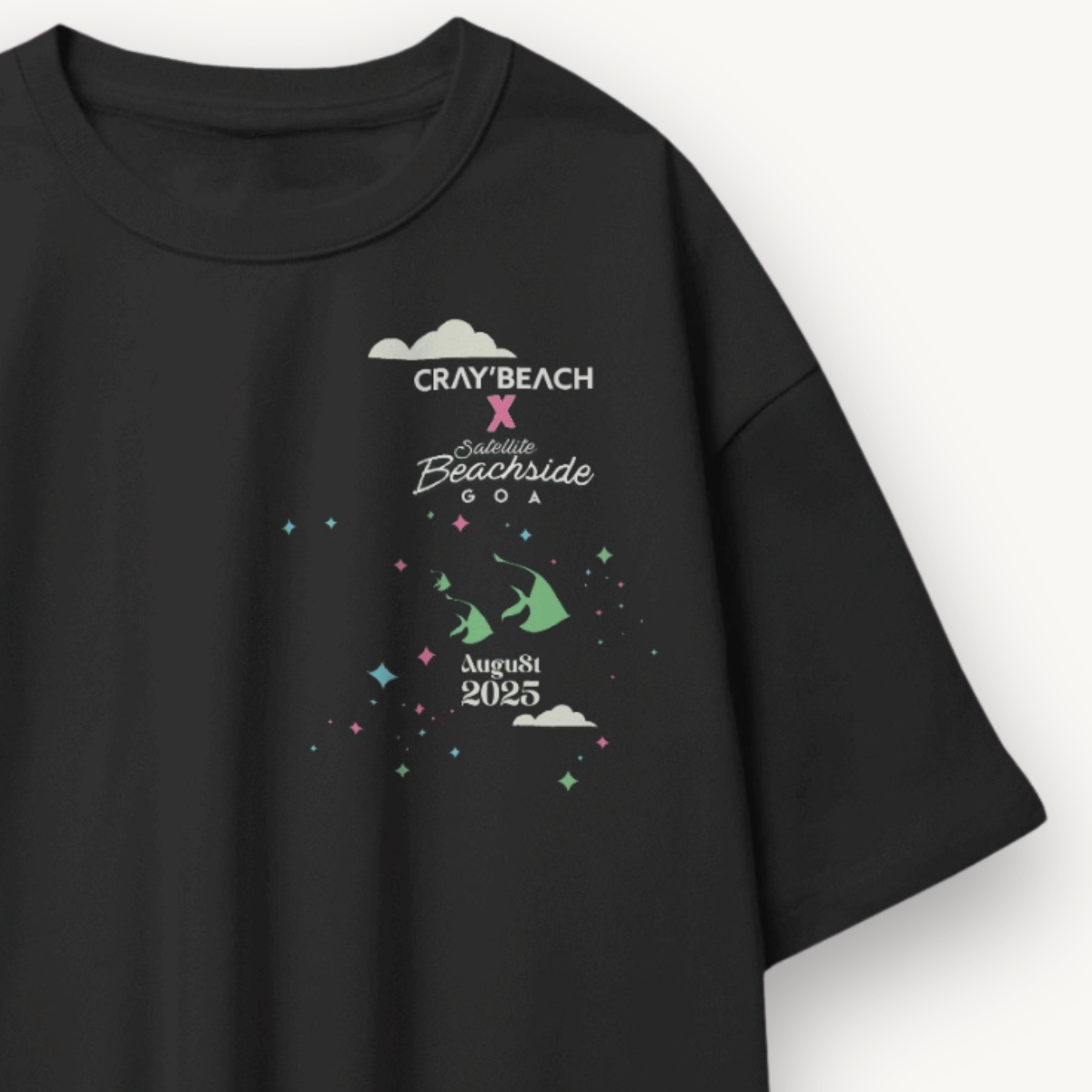 Cray’Beach x Satellite Beachside Lineup Black Oversized Tee