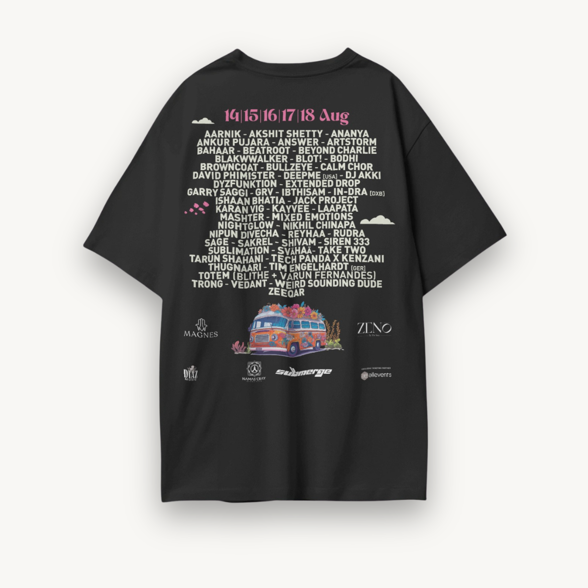 Cray’Beach x Satellite Beachside Lineup Black Oversized Tee
