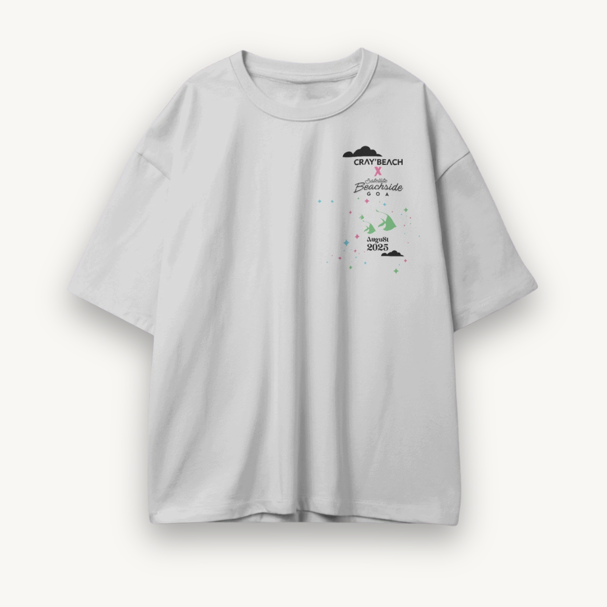Cray’Beach x Satellite Beachside Lineup White Oversized Tee