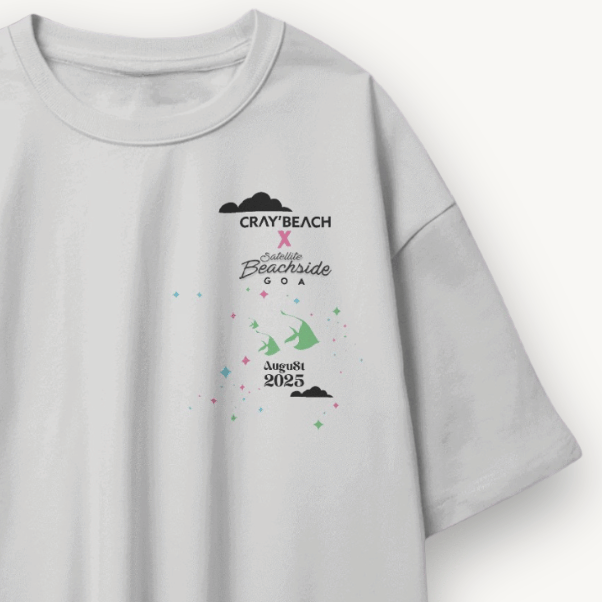 Cray’Beach x Satellite Beachside Lineup White Oversized Tee