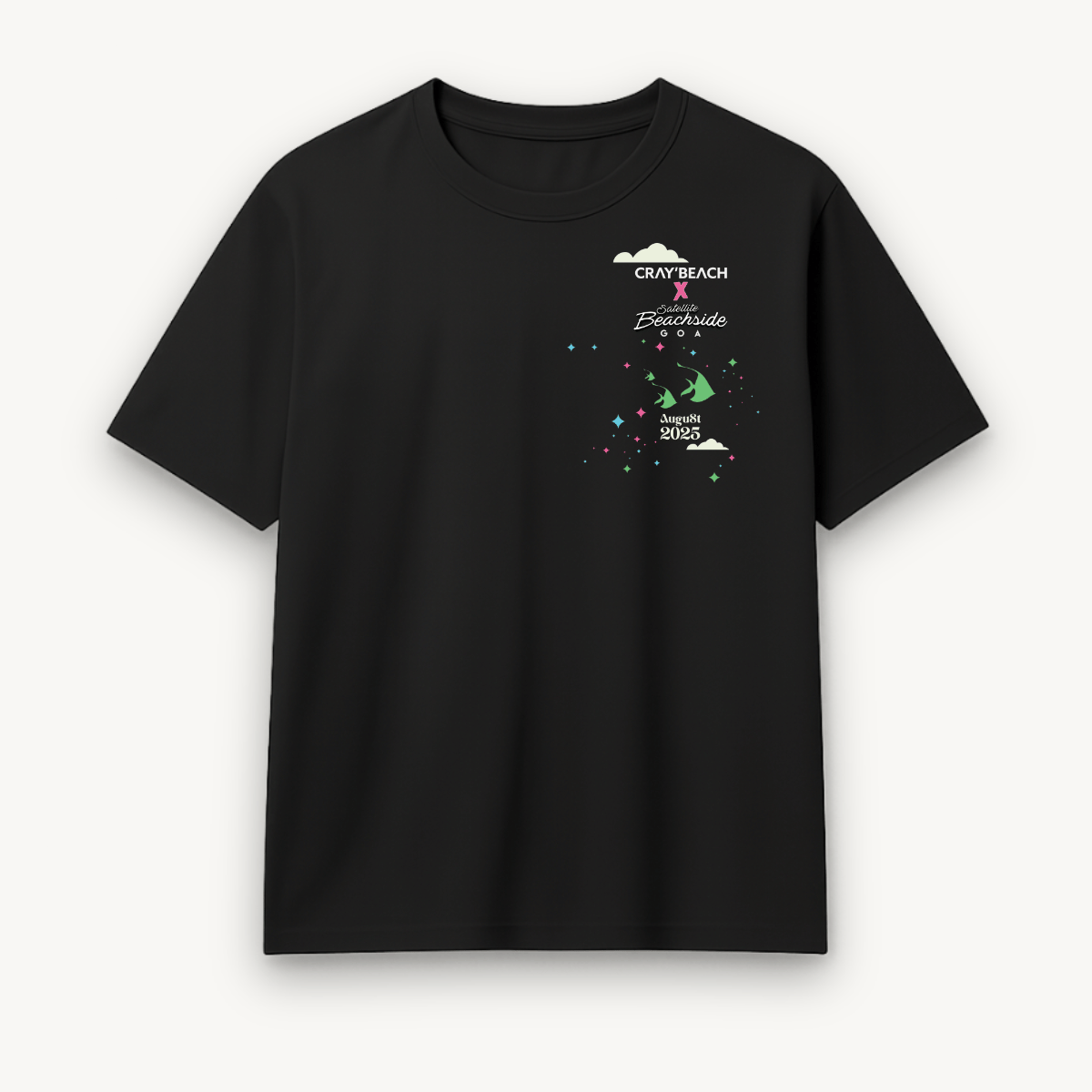 Cray’Beach x Satellite Beachside Lineup Black Relaxed Tee