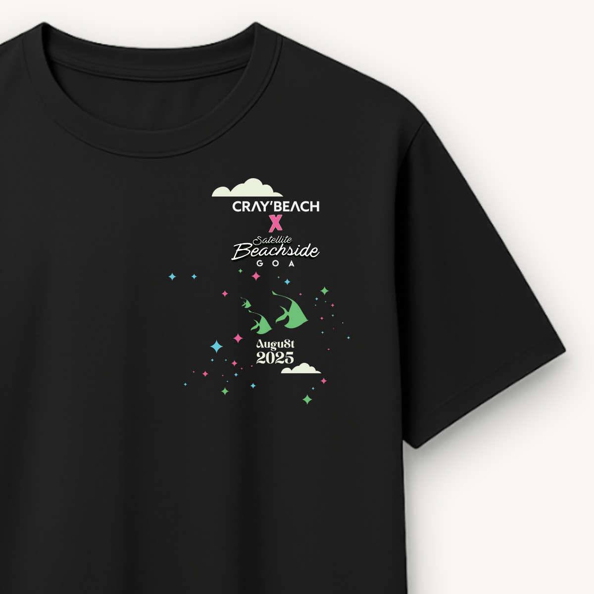 Cray’Beach x Satellite Beachside Lineup Black Relaxed Tee