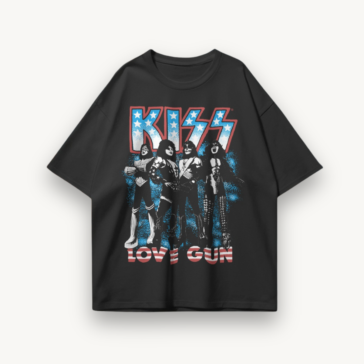 KISS Love Gun Stars Black Oversized Tee