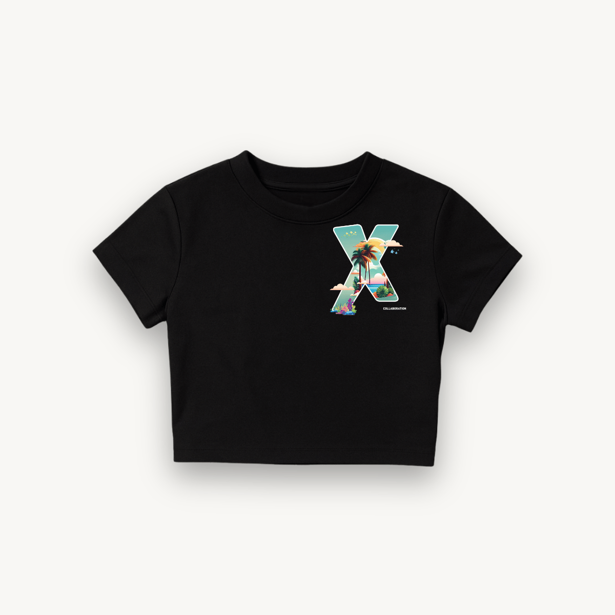 Cray’Beach x Satellite Beachside Black Crop Top