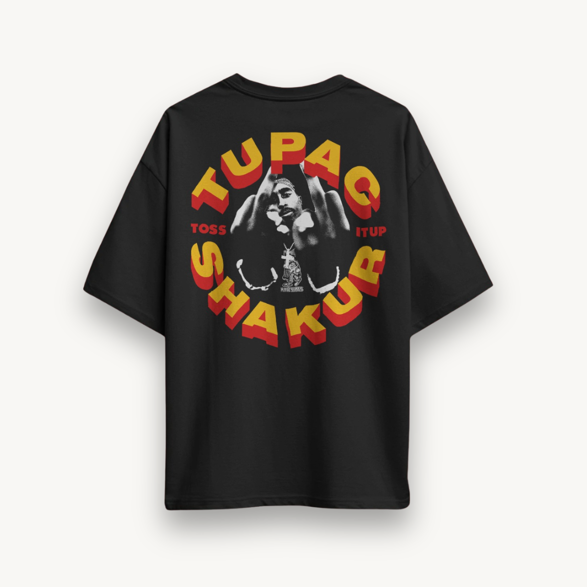 2Pac Toss It Up Black Oversized Tee